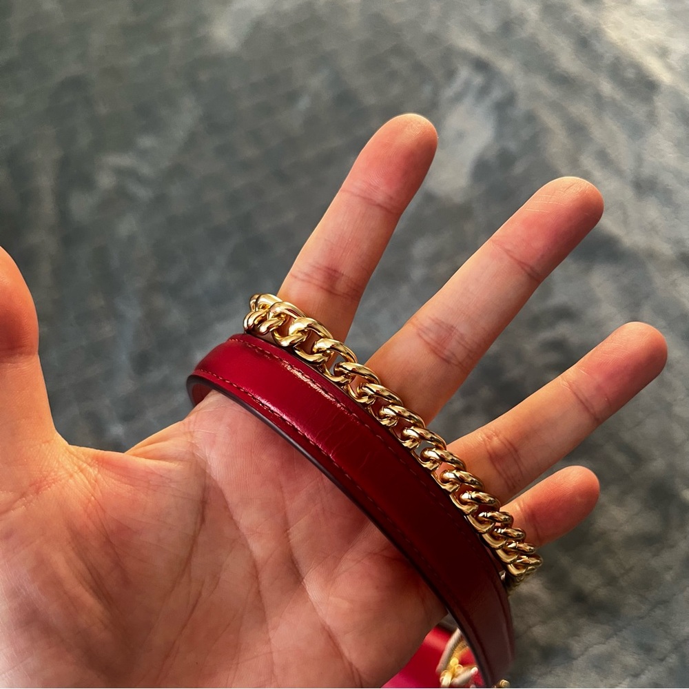 NWT Coach Cherry Red Crossbody Mini Bag Gold heardwear - Picture 5 of 12